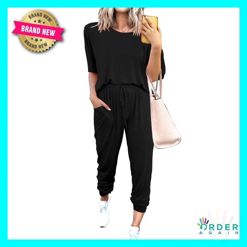 Two Piece Lounge Set Jogger Pants Matching Outfit Casual Loungewear Tracksuit